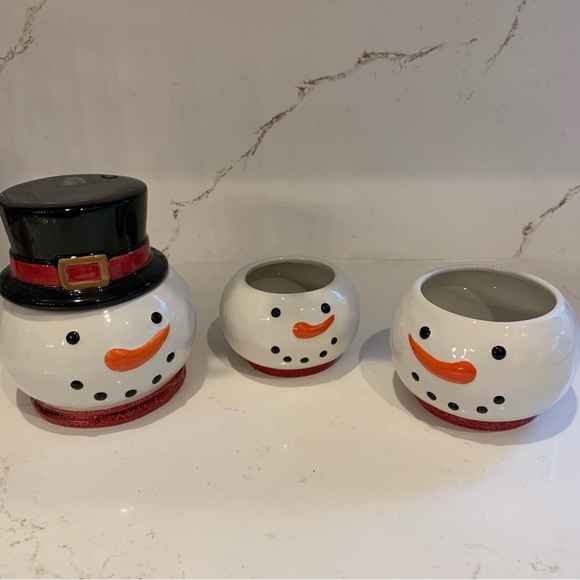 St. Nicholas Square Set of 3 Stackable Christmas Snowman Bowls  (Unused) - Picture 14 of 16